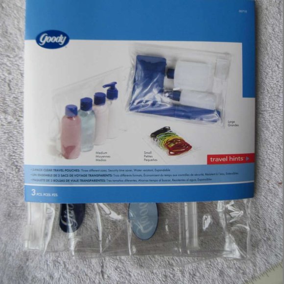 3 Pack Goody Clear Travel Pouch Set Different Sizes Carry Organize Store Protect - Picture 2 of 10